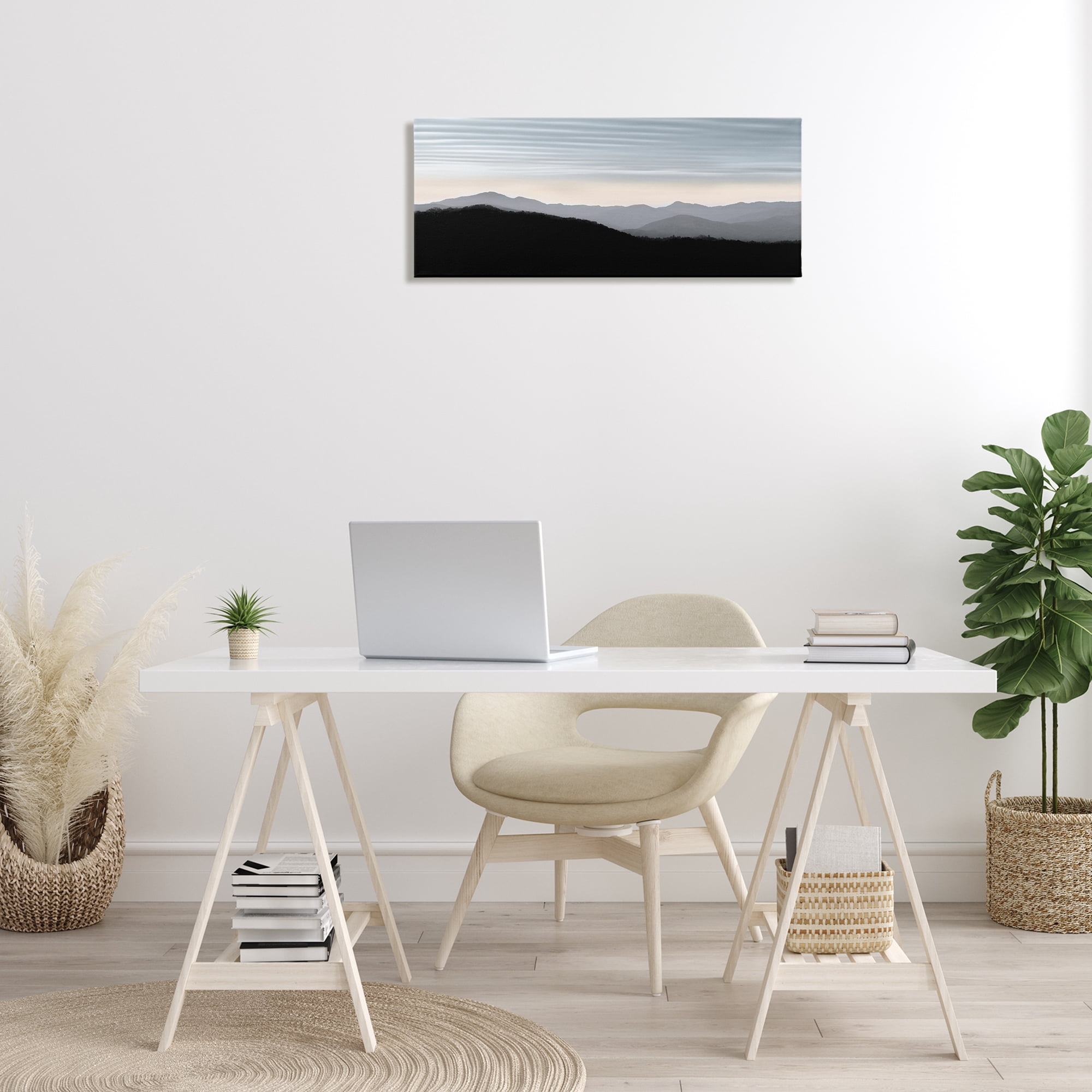 Stupell Industries Mountains with Rippled Sky Landscape & Nature Photography Wrapped Canvas Art Print Wall Art, 30 x 13