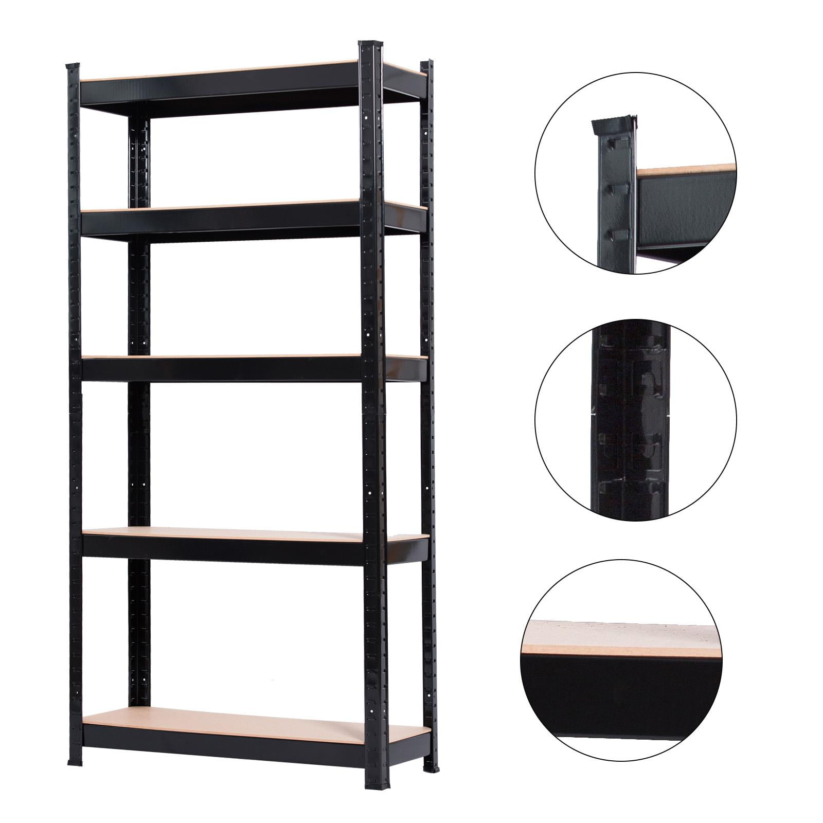 Ktaxon Garage Shelving, 27.5"L x 12"W x 59"H Wire Shelving Storage Rack, 550lbs Total Capacity, Black