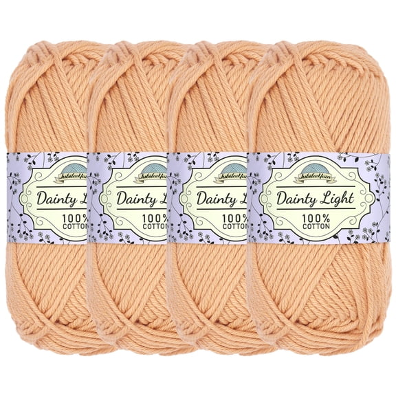 JubileeYarn Dainty Light Yarn - 100g/Skein Worsted Weight Cotton - 1225 Sand - 4 Skeins