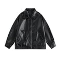 thumbnail image 5 of Women Jackets Lightweight Jacket Women Womens Fashion Long Sleeve Oversized Leather Jacket Vintage Button And Zip Up Leather Jacket With Pocket, 5 of 6