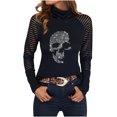 thumbnail image 2 of Pntutb moda mujer cuello alto ahueca hacia fuera la manga larga camiseta otoño blusa sólida tops Pntutb Pntutb-3864, 2 of 8