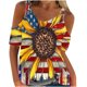 thumbnail image 5 of Camisas de Verano para las Mujeres Fuera Del Hombro Impreso Manga Corta Cuello Redondo, Camisas de Mujer Casual, 5 of 8