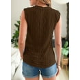thumbnail image 6 of Eytino Tops for Women Summer Casual Crew Neck Cap Sleeve Shirts Lightweight Crochet Knit Textured Tank Top, 6 of 9
