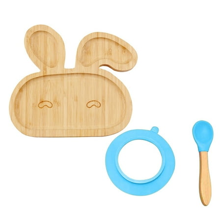 

iOPQO Dinnerware Sets Baby Toddler Bamboo Sheep Plate Silicone Suction Feeding Bowl Suction Spoon Set Tableware