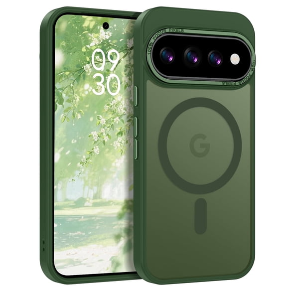 DOMAVER Google Pixel 11 Pro XL Case 6.8", Magnetic MagSafe Compatible, Slim Shockproof Protective Cover, Translucent Matte, Green
