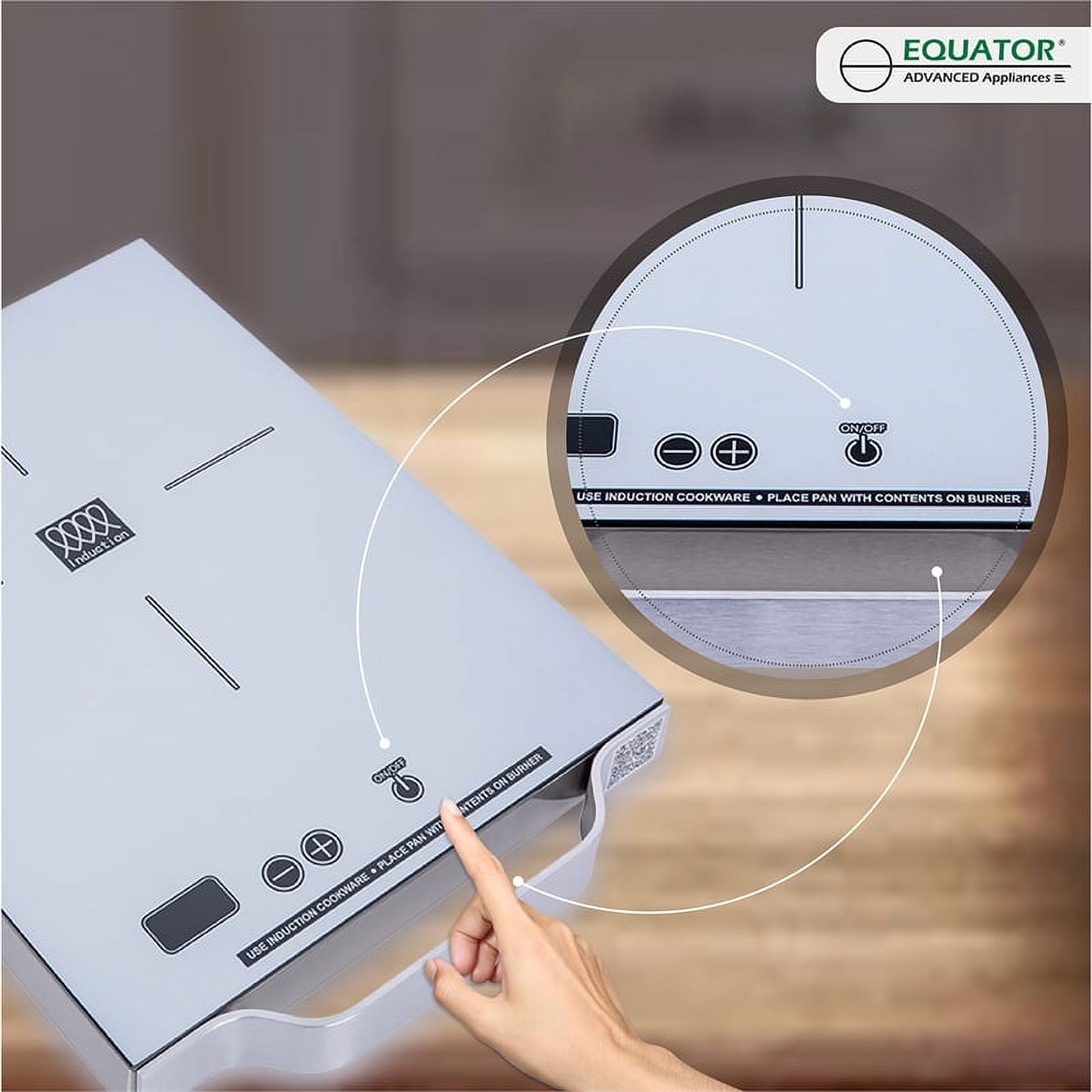 Equator 11inch Portable Single-Burner Induction Cooktop - with Handle in Silver