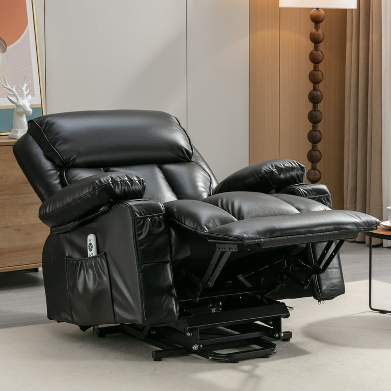 BTMWAY Lift Chairs for Elderly, Electric Massage Lift Recliner with Heating  and Vibration Functions, Heavy Duty Faux Leather Lounge Sofa with Cup