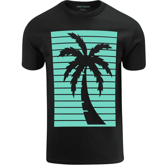 ShirtBANC Mens Classic Cali Palm Tee Striped Iconic Palm Tree Design Shirt