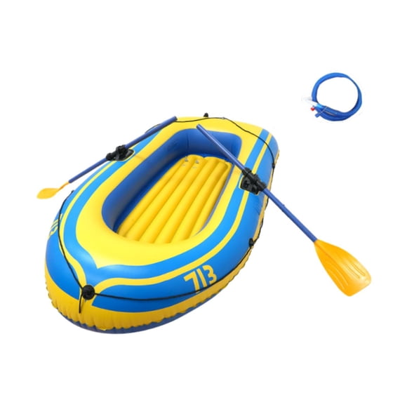 Almencla Inflatable Boat 4 Air Chambers Boat Oars Float Raft for Kids Families Adults yellow