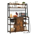 thumbnail image 6 of ModFusion 64" Rustic Baker's Rack with Power Outlet & USB Ports, Spacious Storage, Microwave Stand & Coffee Bar – Brown, 6 of 10