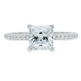 thumbnail image 2 of 1.62 ct Princess Cut Natural Swiss Blue Topaz Solitaire with Accents Engagement Ring for Women in 14K White Gold, 2 of 2