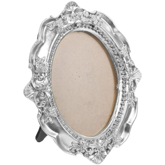 HOMEMAXS Vintage Resin Picture Frame for Small Photos Silver Color Decorative Mini House Accessory 4.5"x3.5"
