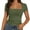 Army green, variant on Womens Square Neck Short SleeveTops Spring Summer Slim Fit Tees Shirts