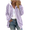 thumbnail image 5 of Winter Coat for Women Fuzzy Fleece Jackets Cute Ears Hooded Sherpa Color Block Patchwork Zip Up Cardigan Outerwear, 5 of 8