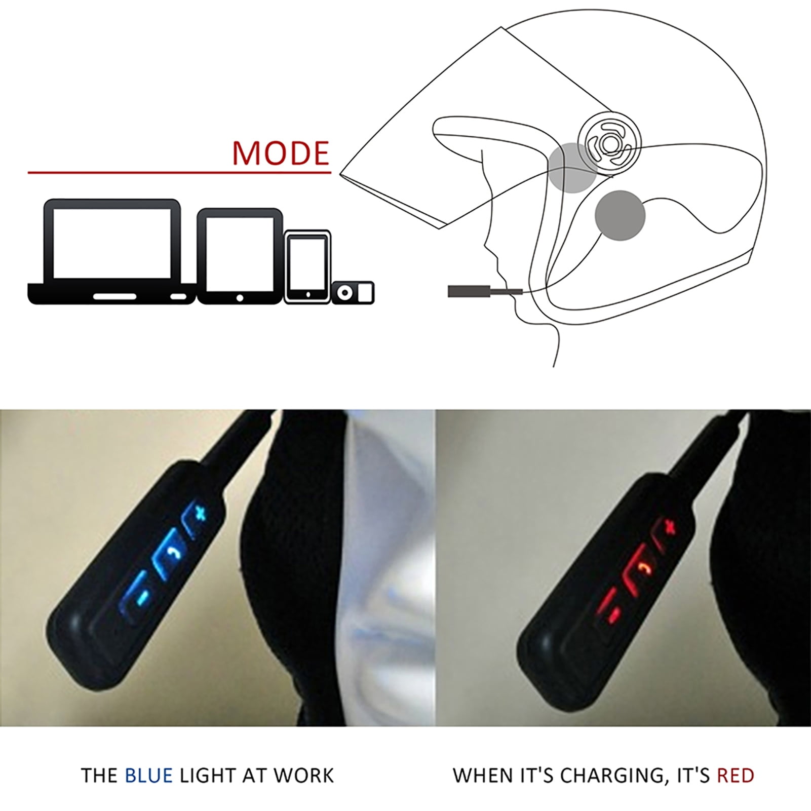 Motorcycle Helmet Bluetooth Headset Handsfree Headphone Call Earphone Microphone