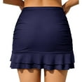 thumbnail image 7 of Sopiago Womens Swim Skirts with Pocket High Waisted Ruffle Tummy Control Tankini Swimsuit Bathing Suit Bottoms Dark Blue,L, 7 of 7