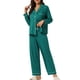 thumbnail image 2 of INSPIRAR CHIC Pijamas de Dormir para Mujeres Modal con Botones de Manga Larga y Pantalones Conjunto de Ropa de Casa S Verde Pavo Real, 2 of 5
