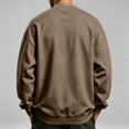 thumbnail image 4 of Basic Crew Neck Sweatshirt for Men, Long Sleeve Drop Shoulder Solid Color Pullover, Fall Regular Fit Casual Streetwear Top Coffee 2XL, 4 of 6
