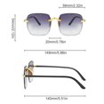 thumbnail image 4 of Gafas de sol cuadradas sin marco grises dobles tendencia de moda gafas de sol sin marco con borde cortado gafas de sol de pasarela estilo callejero para mujer, 4 of 8
