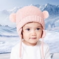 thumbnail image 2 of Hessimy Baby Double Pom Pom Knit Earflap Hat,Winter Warm Beanie with Adjustable Chin Ties, 2 of 9