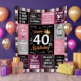 thumbnail image 2 of LHSHID Unique Happy Birthday Fleece Throw Blanket Funny 40 Years Old Birthday Decorations Gifts Best 40th Birthday Gfit Ideas for Mom Wife Sister Friends Female 60"x80", 2 of 7