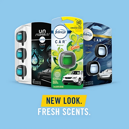 Febreze Car Odor Eliminating Air Freshener, Linen and Sky, 2 Count