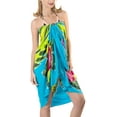 thumbnail image 3 of HAPPY BAY Women's Beachwear Summer Bikini Wraps Beach Wrap Sarong Coverups Skirt Bathing suit Swim Cover up Swimwear Coverups for Women One Size Turquoise, Floral, 3 of 5