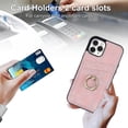 thumbnail image 5 of Funda de piel estilo vintage para iPhone 11 Pro con ranura para tarjetas, anillo giratorio de 360 grados, protección para la cámara, protección en las 4 esquinas, funda de teléfono muy resistente., 5 of 5