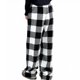 thumbnail image 5 of Ceisia men's Plaid Print Flannel Wide Leg Pants, Elastic Waist Casual Winter Trousers with Plush Texture for Ladies Black XL Gifts, 5 of 6