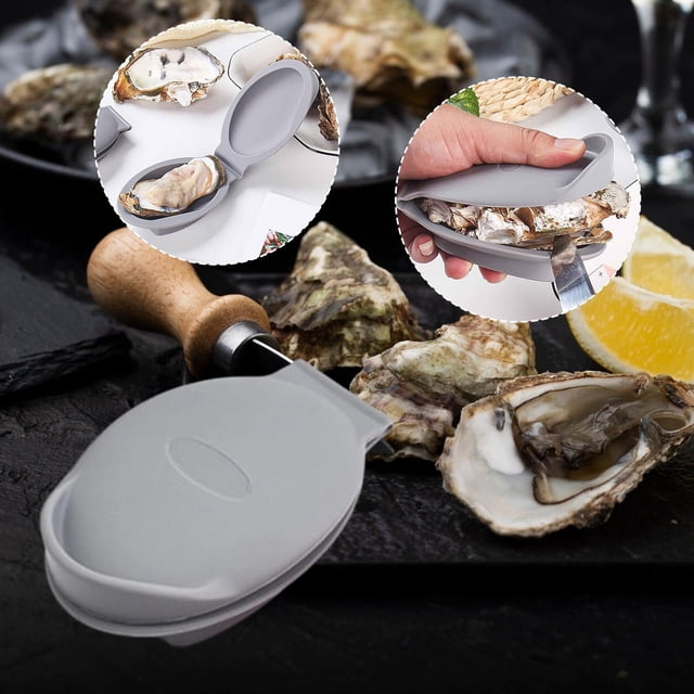 Abrazadera para abrir ostras, herramienta de silicona, pinza de mano, soporte para ostras, herramienta para mariscos, para reuniones en casa, cocina y Gris