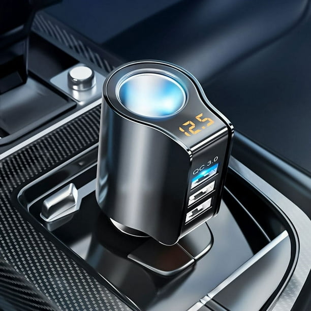 Soporte para cargador de coche, teléfono móvil, cargador de coche, cargador rápido, fuente de alimentación de encendedor de cigarrillos de 12 V para coche, puerto USB con enchufe de conversión de uno