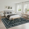 thumbnail image 4 of Garvee Floral Printed Area Rugs 8x10 Botanical Carpet, Farmhouse Flower Rug Washable Rug with Non Slip TPR Backing, Low Pile Modern Floor Mats for Living Room Bedroom Home Decor, Black, 4 of 8