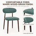 thumbnail image 5 of ClinQ Dining Chairs Set of 2, Modern Upholstered Kitchen Chairs with Curved Backrest, Thick Linen Fabric Cushion and Wood Grain Metal Legs, Green, 5 of 11