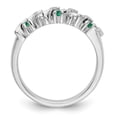 thumbnail image 2 of 14K White Gold Ring Band Wedding Diamond Round Emerald Green, Size 8, 2 of 7