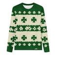 thumbnail image 4 of ClodeEU Womens St. Patrick's Clover Print Irish Pullover ,Long Sleeve Shamrock Round Neck Sweatshirts Green 02,Womens Plus L, 4 of 4