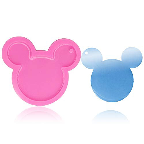 1 Pcs Mickey Mouse Head Shape Pendant Keychain Silicone Mold with Hole DIY Pudding Jelly Shots Cupcake Cake Topper Decoration Desserts Crystal Ice Cream Candy Fondant Mold Gum Paste