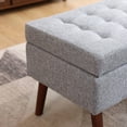 thumbnail image 5 of Hassch Storage Ottoman Bench, Linen Fabric Upholstered Foot Rest with Solid Wood Legs, End of Bed Bench, Load up to 300 lbs, for Living Room, Bedroom, Entryway, 43.3"L x 17.7"W x 18.9"H, Gray, 5 of 9