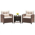 thumbnail image 3 of Devoko Outdoor Furniture Sets 3 Pieces Patio Bistro Set, Rattan Patio Conversation Chair Set with Cushion and Coffee Table, Beige, 3 of 7