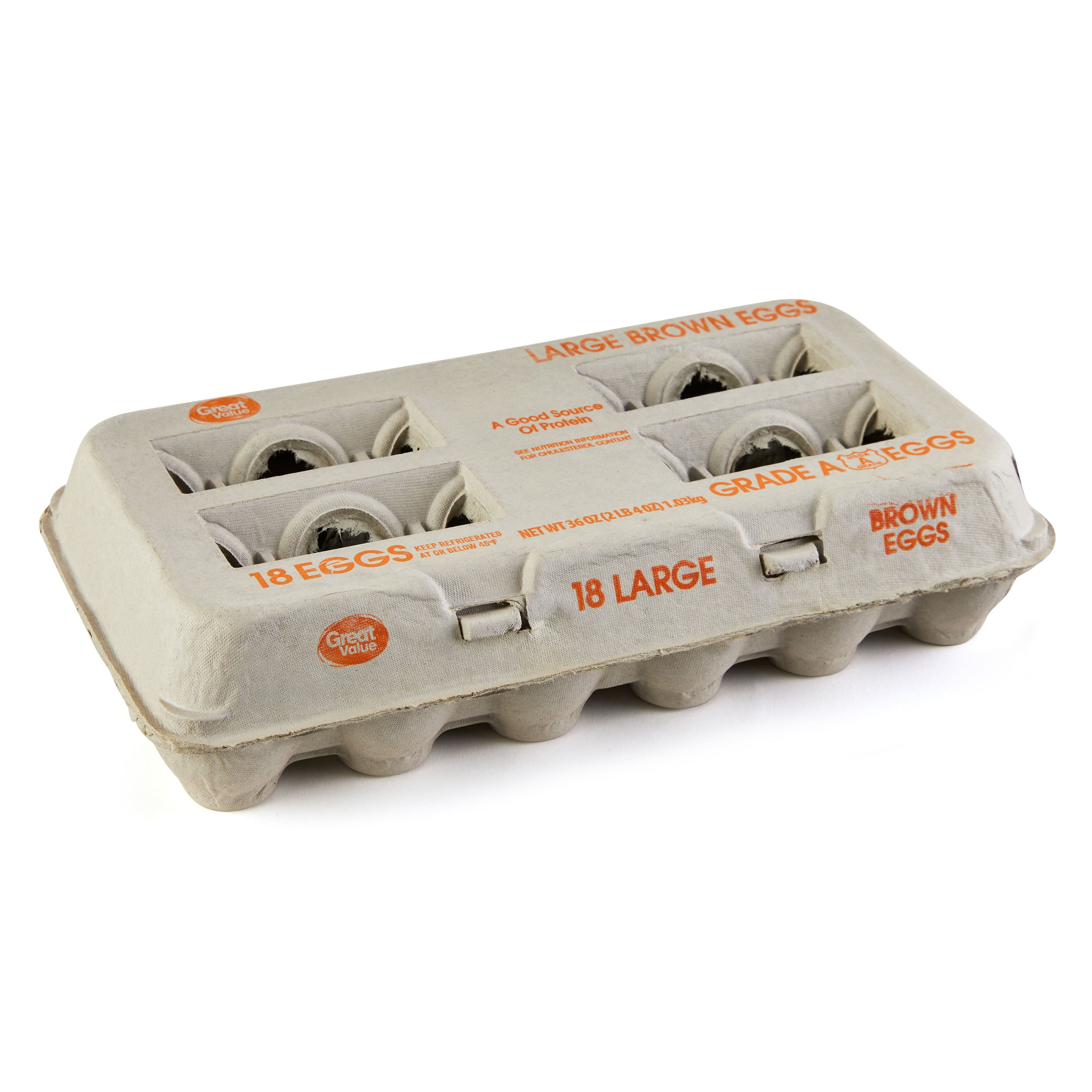 Great Value Large Grade A Brown Eggs, 18 Count