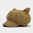thumbnail image 3 of Hauaitttt Cute Cat Ears Hat Classic Beret for For Women Solid Color Cap Painter Hat Vintage Cap Stylish Hats Women French Hat Men Fresh Hat Women Big Head Beet Hat Womens Artist Hat French Bonnet Hat, 3 of 3
