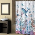 thumbnail image 2 of Fabric Shower Curtain, Summer Whale Fish Coral Starfish Colorful Ocean Bathroom Curtain with 12 Hooks Waterproof No Bad Odor Machine Washable Bath Curtains for Bathroom, Spa Room, 36"x72", 2 of 6