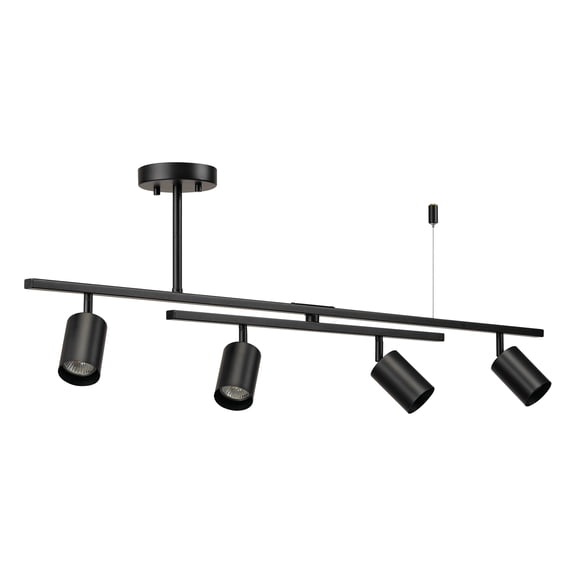 Globe Electric West Matte Black Modern Industrial 4-Light Track Lighting with Center Swivel Bar