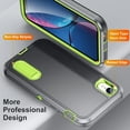 thumbnail image 4 of for iPhone XR Case,iPhone XR Phone Case with Built in Kickstand, Shockproof/Dustproof/Drop Proof Military Grade Protective Cover for Apple iPhone XR 6.1"(Grey/Green), 4 of 14