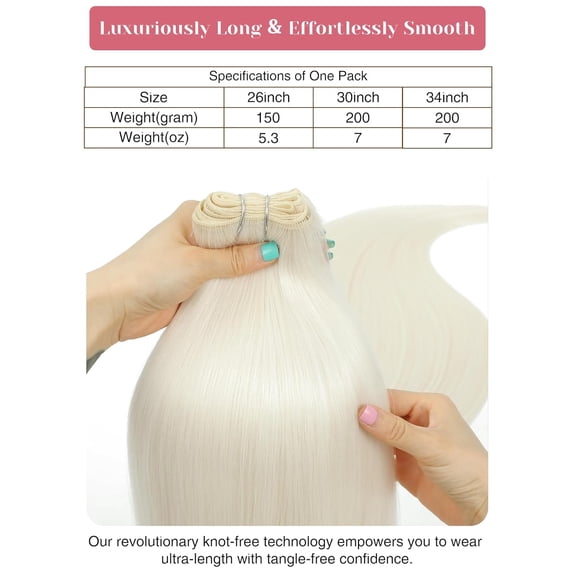 JINYUN-30 Inch Long Hair Extensions Sew in 200g Platinum Blonde Quick Weave Thick Straight Hair Bundles Synthetic Hair Weft