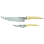 Laguiole en Aubrac Cuisine Gourmet Stainless Fully Forged Steel Made In France Essential 2-Piece Premium Kitchen Knife Set With Boxwood Handles, 8-Chef Knife And 4-in Paring Knife