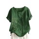 thumbnail image 1 of Blusa de manga corta con estampado de moda para mujer Tops informales con botones y cuello redondo Fridja  zx2366, 1 of 5