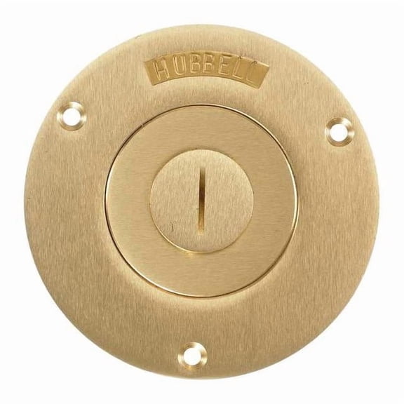 Hubbell Wiring Device-Kellems Box Cover, Floor Box Type, 1 Gang, Brass S2525