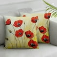 thumbnail image 3 of nygtbtfer Red Poppy Flowers Retro Brown Background Decorative Pillow Cover Home Living Room Bed Sofa Car  Square  24x24in, 3 of 7