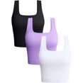 thumbnail image 1 of Women's 3 Piece Tank Tops Ribbed Seamless Workout Exercise Shirts Yoga Crop Tops, 1 of 5