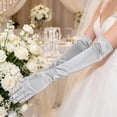 thumbnail image 6 of Women's Long Satin Opera Gloves, Elegant Solid Color Formal Evening Gloves, Soft Stretchy Wedding Prom Halloween Cosplay Accessories for Daily Dress Up Silver, 6 of 6